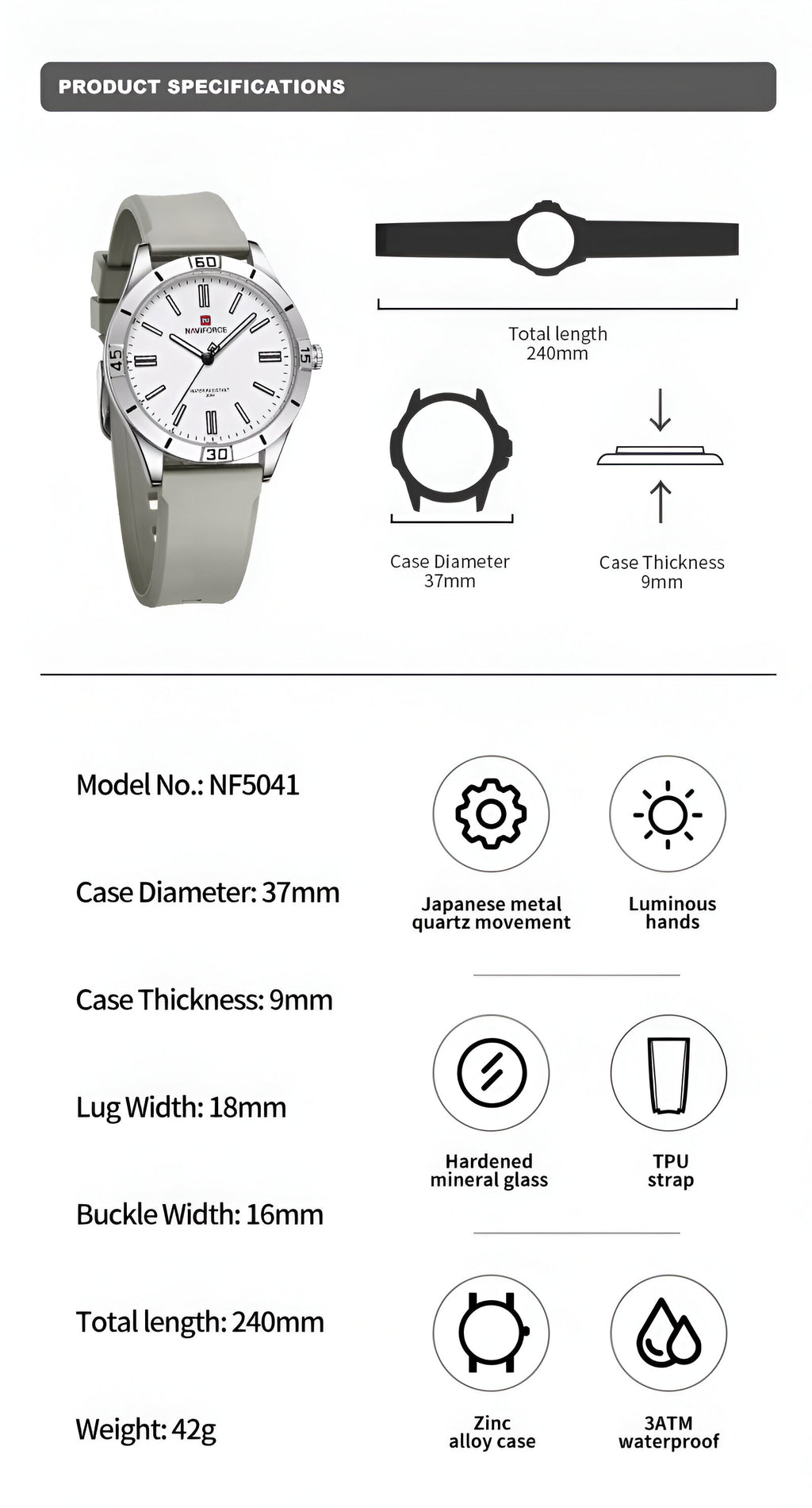 Reloj Naviforce Sport Nf5041 Mujer Goma