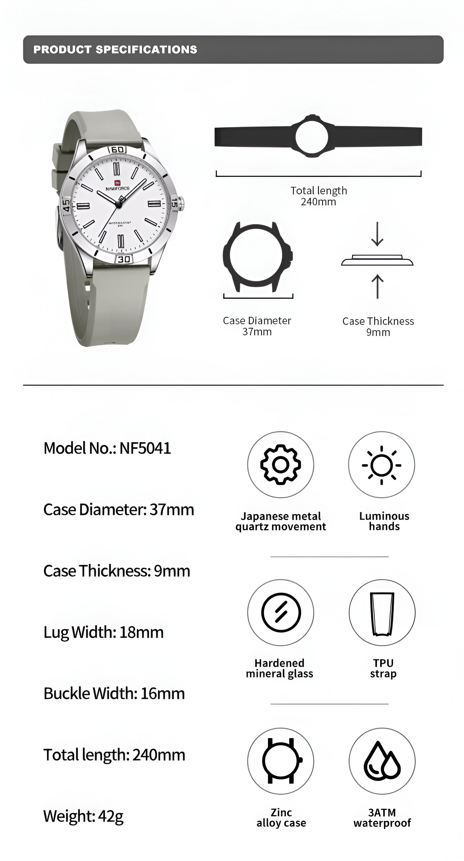 Reloj Naviforce Sport Nf5041 Mujer Goma